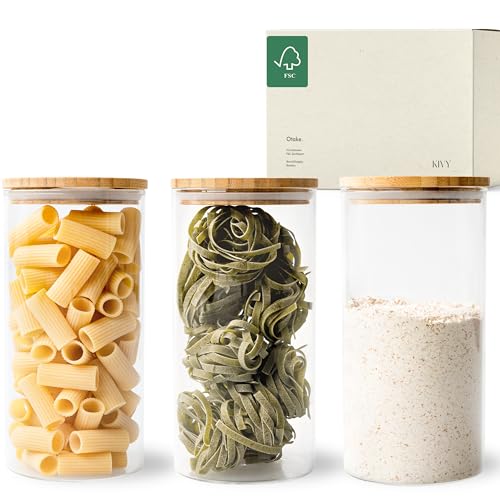 KIVY Vorratsgläser mit Deckel Luftdicht - 3 x 1200ml - Vorratsdosen Glas mit Deckel - Vorratsdosen mit Deckel luftdicht Glas...