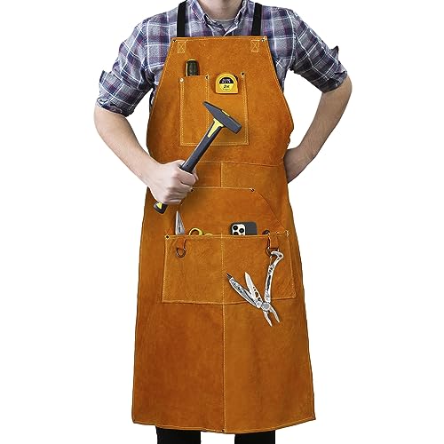 Houseables Leather Welding Apron 24”x42” Blacksmith Work Bib