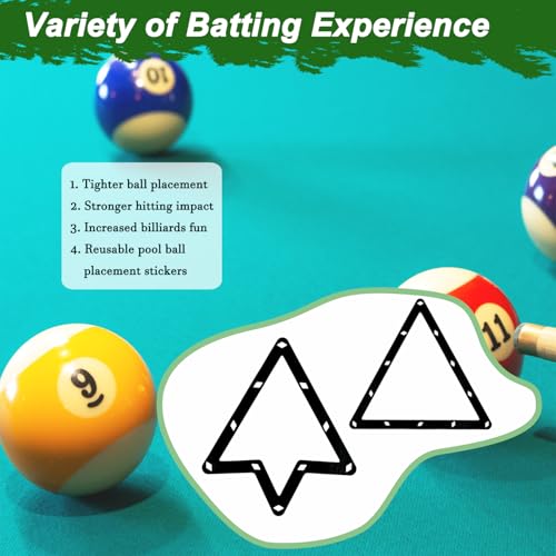 Pool Ball Rack with Pool Table Brush Kit, Billiards Triangle for 2-1/4" Ball, 8/9 Ball Triangle Diamond Magic Rack with Pool Chalk Pool Table Accessories (Wine Red)