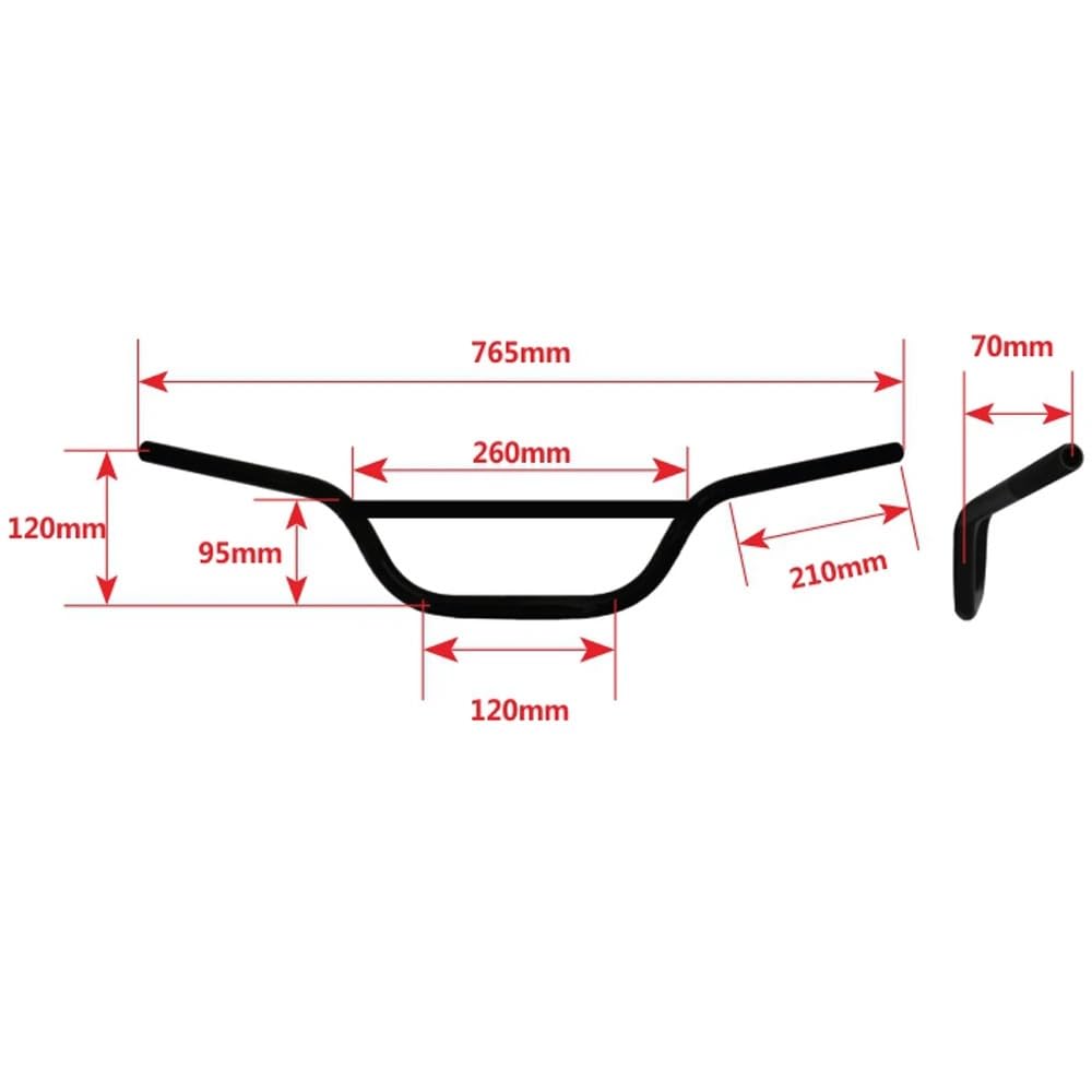 Lenkerriser Motorrad Motorrad 22mm Lenker Querstange Passend für CG125 Scrambler 7/8 Cafe Racer Lenker Für Verstärkt(Black)