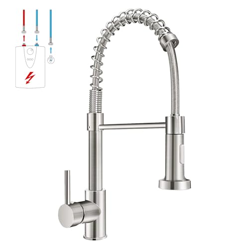 Wasserhahn Küche Niederdruck Küchenarmatur Niederdruckarmatur mit 2 Wasserstrahl Armatur für Boiler/Untertischgeräte 360 schwenkbar Einhand-Mischbatterie Spültischarmatur für Küchespüle