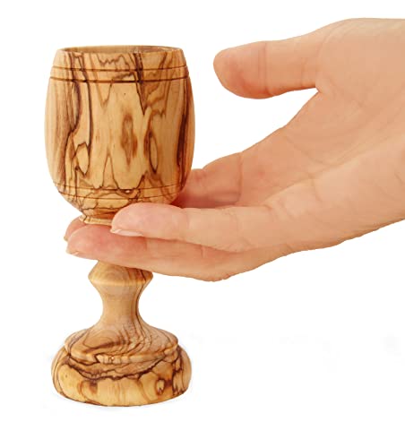 Communion Cups, Goblet, Chalice - The Lord's Supper - Wooden Bread Tray With Handmade Olive Wood Kiddush Cup Also For Eucharist Of The Holy Communion In Christian Congregations In Gift Bag. #TOP5