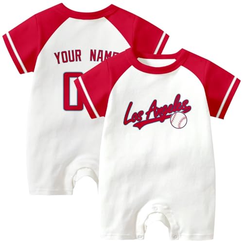 Image of KREDE Baby Clothes Unisex Bodysuit White Custom Name Number for Baby Boys