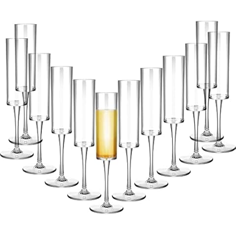Lauwell Champagne Flutes Goblets Plastic Acrylic Wine Toasting Goblets Crystal Disposable Cocktail Cups Drinkware Reusable For Christmas Party Wedding Birthday Anniversary(Clear,12 Pieces) Cover