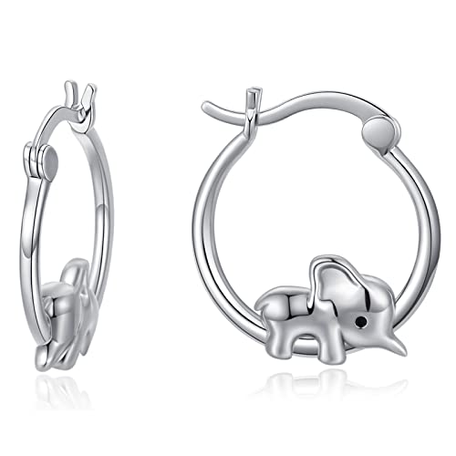 Pendientes de plata 925 con diseño de animales para niñas, diseño de gato, caballo, jirafa, elefante Cover