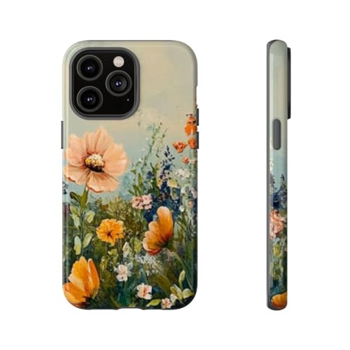 Coque iPhone 14 Pro Max fleurs sauvages orange pour sublimer vos photos en terrasse