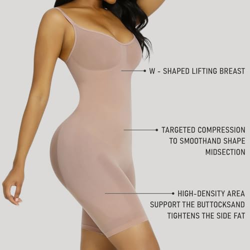 Image of Women's Shapewear Bodysuit - Tummy Control Seamless Waist Sculpting Body Shaper - Thong Body Suit