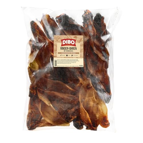 DIBO Rinderohren mit Muschel, 25 Stück, der kleine Naturkau-Snack oder Leckerli für Zwischendurch, Hundefutter, Qualitätskauartikel ohne Chemie von DIBO