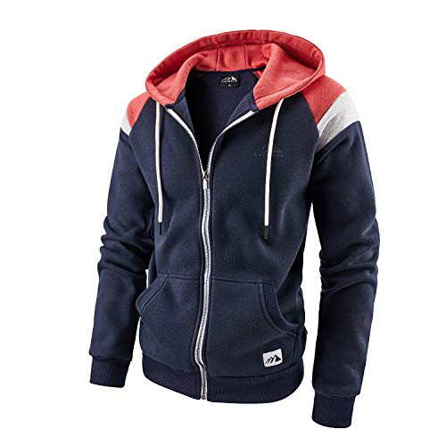 LAIWANG Men's Full Zip Fleece Hoodie zippered Color Block hooded