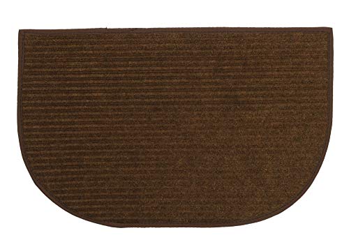 Image of Kuber Industries D-Shape Durable Microfiber Door Mat, Heavy Duty Doormat,(Set of 2, 14'' x 23'', Maroon & Brown)-KUBMART12199