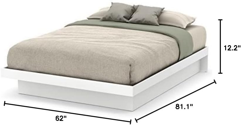 South Shore Basic Platform Bed with Moldings, Queen 60-Inch, Pure White