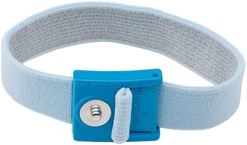 Staticide 8153 Premium Wrist Strap with 1MΩ Coiled Grounding Cord, Light Blue w/4mm Stud