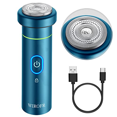 Wirofr Electric Razor For Men, Travel Shaving Electric Razor, Multi-Function Portable Travel Razor, 100% Washable Rotary Shaver Wet & Dry Electric Shaver-Type-C Fast Charging (New Blue) #TOP2