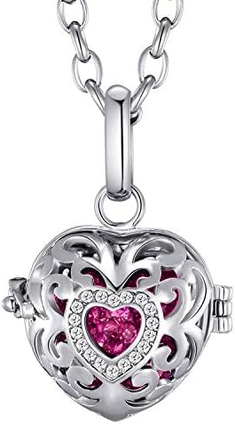 Morella Women Necklace Stainless Steel 70 cm 27,5" with Love Heart Pendant for Sound Balls Ø 16 mm 0,63" in a Velvet Jewelry Bag