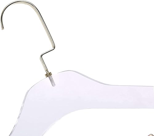 Miniatura 5 de HomeCube USA - Perchas transparentes de acrílico elegantes con gancho y clips dorados, colgador de ropa resistente de 17 pulgadas para adultos (5,