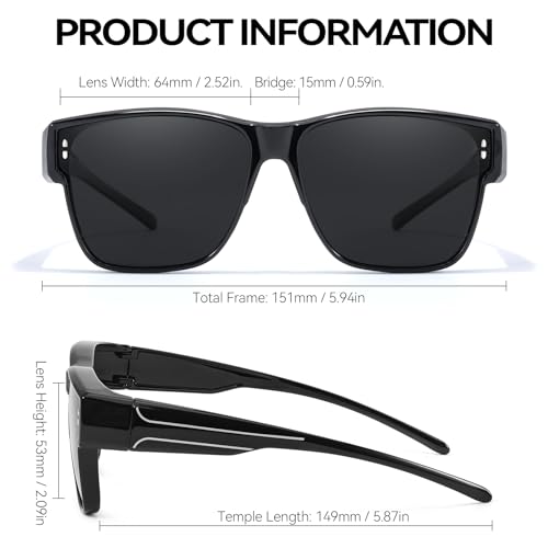 LVIOE Fit Over Sunglasses for Women Men Polarized Wear Over Eyeglasses with UV400 Protection LS3022-13