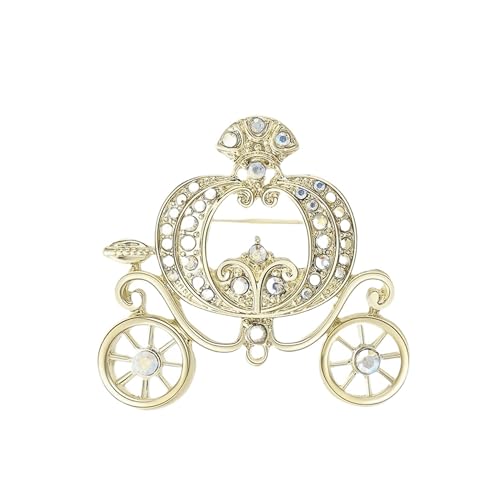 Image of Classic Cute Gold Pumpkin Carriage Brooch Pins for Women Hat Broched Pin | Halloween, Thanksgiving, Costume Accessories, Party Event Supplies, Holiday Jewelry Gift