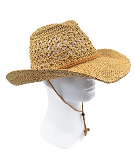 Melesh Adult Sun Straw Western Cowboy Hat (Khaki) #TOP4