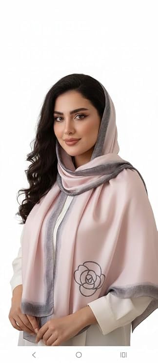 Image of Floral Printed Silk stole | silk Scarf for Women | stylish silk stole for women | Soft Lightweight Stole, Shawl & Neck Wrap | Scarf for Wedding, Party, Travel & Casual Wear