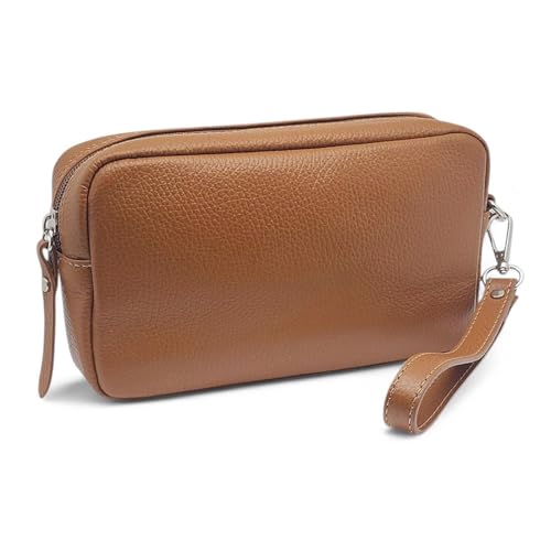 Bolso de muñeca de piel auténtica italiana de alta calidad para caballero