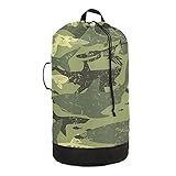 Camouflage Shark Laundry Bag Heavy Duty Laundry Backpack with Shoulder Straps And Handles Travel Lau