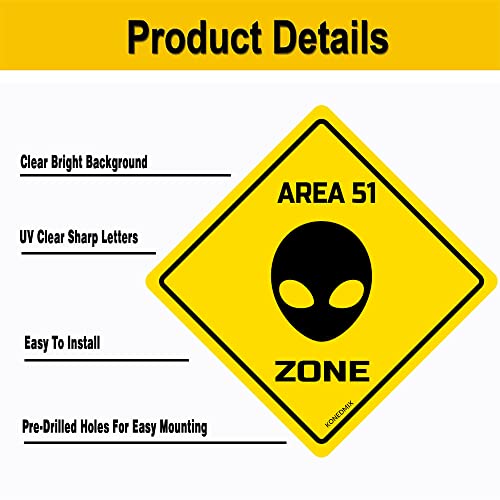 Image of Area 51 Zone Crossing Sign Metal Tin Sign Yellow Wall Decor 12X12inch | Novelty Bar Club Country Home Coffee Shop Indoor& Outdoor Signs