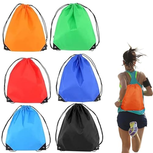LimCryspp 6PCS Sports Tote Bag Traveling Draw String Bags Cinch Bag Drawstring Gym Bag Sackpack Drawstring Bags Multicoloured Drawstring Backpack for Fitness