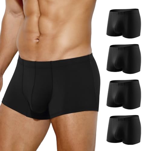Arjen Kroos Men's Boxer Briefs, Sexy Silky Breathable Ice Silk Mens Trunks Underwear, Underwear for Men 4 Pack
