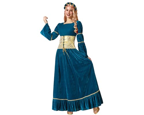 Atosa disfraz reina medieval vestido azul mujer adulto XL