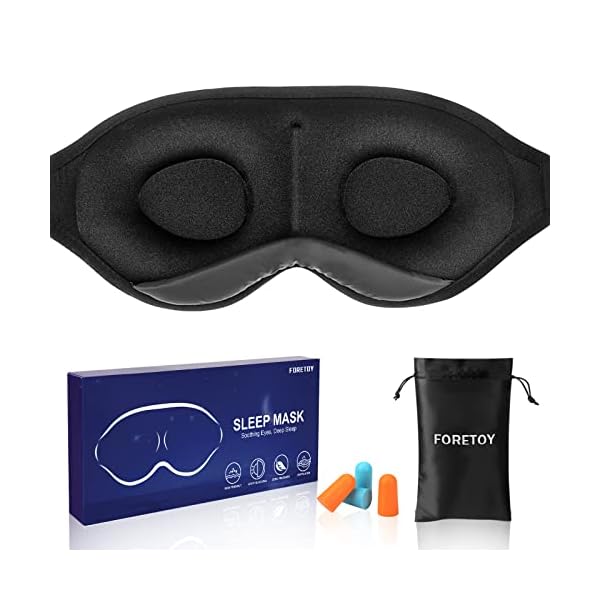 FORETOY Schlafmaske für Frauen Herren, 3D Konturierte Schalen Augenmaske, 100% lichtblockierende Schlafbrille Augenbinde…