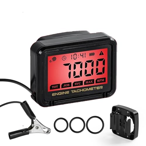 Tachymètre Numérique compte tour, Compteur de Tours LCD Haute Précision avec Induction Sans Fil (0-18 000 tr/min) pour Moto, Tondeuse, Motoneige – Surveillance de...