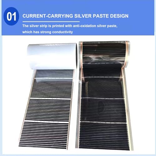 Calentador infrarrojo de pared – Película silenciosa de grafeno para calefacción por suelo radiante para sala de estar, dormitorio y oficina – Panel de convección de bajo consumo para una comodidad