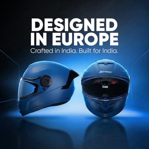 Image of Xtrac Arc Full Face Helmet - ISI Certified Bike Helmet for Men & Women | High-Impact ABS Shell | Clear Scratch-Resistant Visor | Comfortable Inner Padding | Secure Chin Strap for Safe Riding