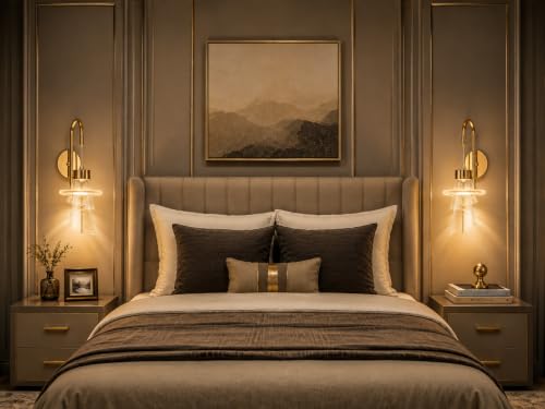 Image of FILLISKA Luxurious LED Wall Lamp for Home with Adjustable Colour Changing Function(1 Year Warranty) (French Gold-A043)