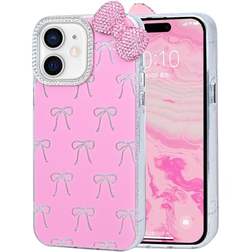 Coque iPhone 12 anti-rayure caméra strass rose rigide