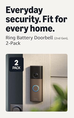 Image of Ring Battery Doorbell (newest model), Retinal 2K with wide-angle video, up to 6x Enhanced Zoom, Two-Way Talk, and Built-In Battery, 2-pack Matte Mocha