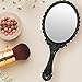 YUSONG Premium Hand Mirror with Handle - Vintage Princess Mirror for Women Black Embossed Flower Small Mirrors Tabletop Party Classroom