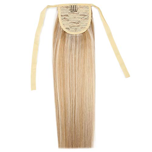 16" Straight Drawstring Ponytail Hair Extensions Human Hair Ponytail Extension Ribbon Clip in Ponytails Hairpiece 80g