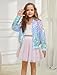 Onedema Girls Gradient Jackets Sequin Bomber Jacket Long Sleeve Zipper Sparkly Bright Colors Outfit for Birthday Party