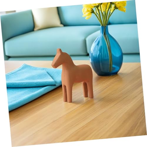 Figurine de Cheval en Bois Statue Décorative Rustique et Ornement Compact