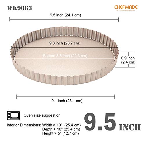 CHEFMADE 9.5-Inch Rotondo Torta Pan con Rimovibile Fondo Allentato, Non-stick In Acciaio Al Carbonio Quiche Pan per il Forno e Immediato Pentola di Cottura (Champagne Oro) - immagine 3