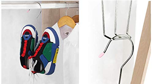 5 Pack Stainless Steel Shoes Hanger Drying Rack for Dehumidifying Hanging Leather Shoes,Double Hook Design Drying Shelf Storage Organizer,Closet Organizer Storage - Thumbnail 7