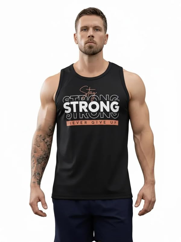 Image of CHKOKKO Tank Tops Sleeveless T-Shirt for Men Dry Fit Vest Gym Wear Graphic Printed Stylish Round Neck Running Sando for Sports Workout Fitness & Casual or Beach Wear