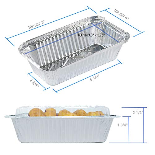 Disposable Loaf Pan With Lid For Baking - 8X4” L 1.5 Lb Disposable Bread Pans - Meatloaf Pans – 50 Pans And 50 Clear Lids - Perfect For Baking Cakes, Bread, Meatloaf… #TOP1