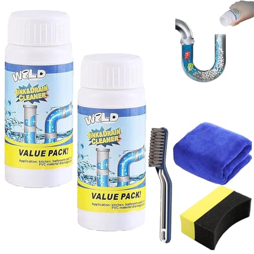 Wild - Limpiador de fregadero y desagüe, limpiador de desagües y fregaderos salvajes, limpiador de tuberías W-ild, espuma desbloqueadora de tinta S, para cocina, baño, inodoro y ducha (2 piezas)