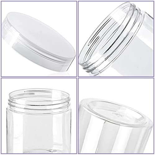 20 Pack 4oz Clear Plastic Jars with Lids,115ml Wide-Mouth Refillable Storage Containers,Empty Round Containers for Candy,Beads,Lotion,Slime Making and Food Storage