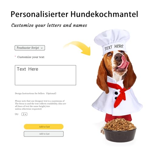 Sombrero de Chef Personalizado para Perro Bordado miniatura 2