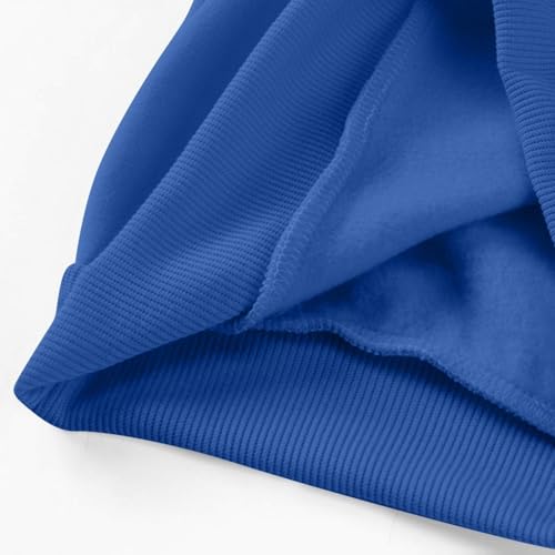 Sudadera para mujer sin capucha de algodón, sudadera corta con cuello redondo y sudaderas casuales Abrigo ligero abrigos gran tamaño ropa color sólido Loungewear manga larga camiseta diaria, BU2, XXL