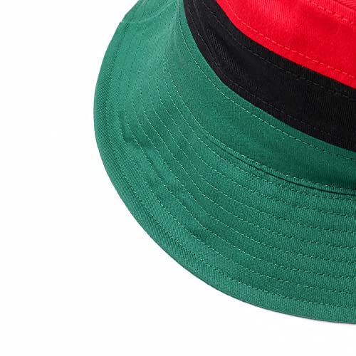 Westend Spring/Summer Cotton Wide Brim Bucket Hat For Men & Women, Color Block (Red, Black, Green) #TOP1