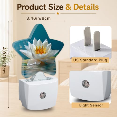 Image of Star Night Light with Dusk to Dawn Sensor, Lotus Plug in Night Light for Kids Bedroom Nursery, Soft Warm Glow Lamp for Hallway Bathroom Energy Saving